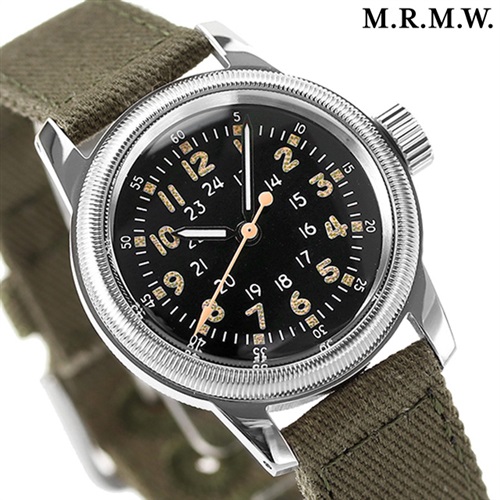 モントルロロイ ミリタリーウォッチ ヴィンテージ クオーツ 腕時計 メンズ M.R.M.W. A-17-VIN-FAB-GR アナログ ブラック  カーキ 黒