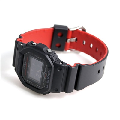 G-SHOCK ブラック＆レッド アラーム メンズ 腕時計 DW-5600HR-1DR