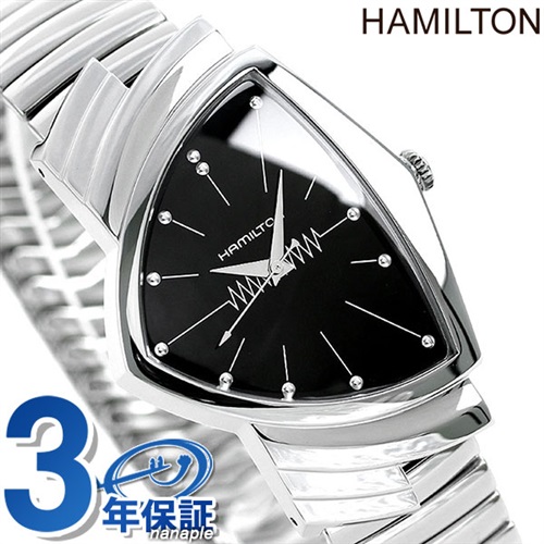 ハミルトン HAMILTON 腕時計 メンズ H24411232 ベンチュラ フレックスブレスレットモデル 32.5mm VENTURA クオーツ ブラックxシルバー アナログ表示