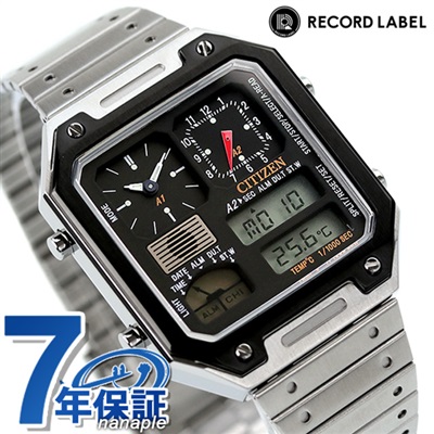 シチズン CITIZEN 腕時計 メンズ JG2126-69E シチズン コレクション レコードレーベル RECORD LABEL クオーツ（8989/日本製） 液晶/ブラックxシルバー アナデジ表示