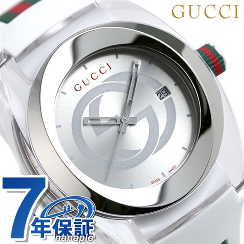 グッチ 時計 スイス製 メンズ 腕時計 YA137102A GUCCI シンク 46mm シルバー×ホワイト