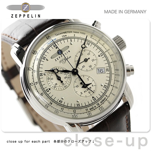 ツェッペリン 100周年 限定モデル クロノグラフ 腕時計 7680-1N 