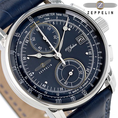 ツェッペリン 100周年 記念モデル クロノグラフ メンズ 86703 Zeppelin 腕時計 ブルー